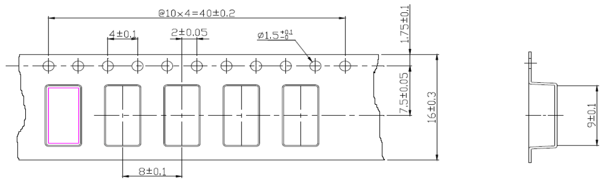 Ceramic Resonator Filter tape dimensions