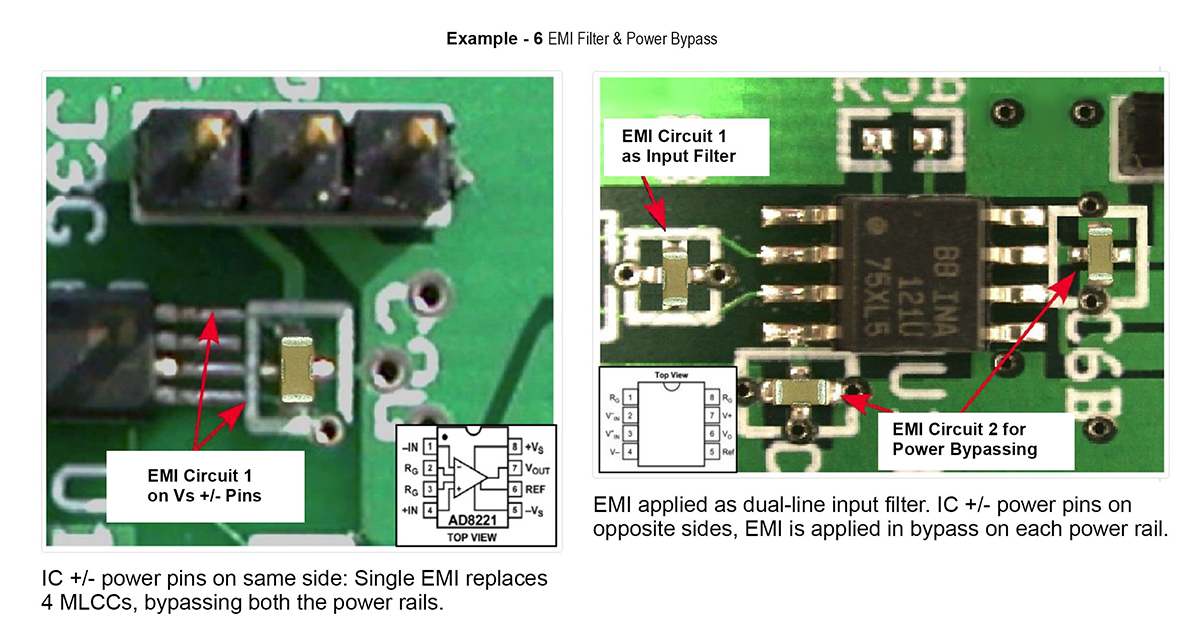 Single EMI Filter replaces 4 MLCCs